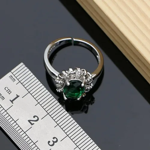 Vista 3 de THANG8668 - Juego de aretes de plata de ley 925 para mujer, joyería fina, esmeralda, joyería nupcial, juego de collar de 7 colores (verde)