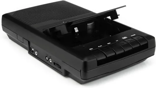 Vista 2 de Tyler TCP-01 - Reproductor de cassette portátil y grabador - Dispositivo de música estilo caja de zapatos retro con micrófono independiente, altavoz