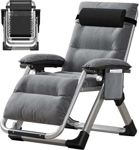 Vista 14 de MOPHOTO Silla de gravedad cero, silla de salón acolchada para exteriores con mesa lateral, silla reclinable de gravedad cero, silla reclinable