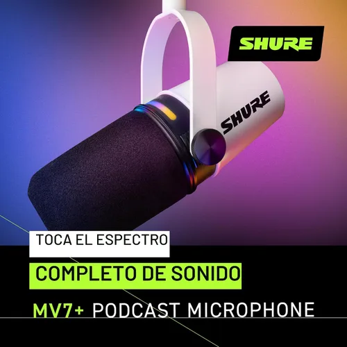 Vista 3 de Shure Micrófono dinámico MV7+ para podcast, certificado OBS, audio mejorado, panel LED, salidas USB-C y XLR, modo de nivel automático, filtro