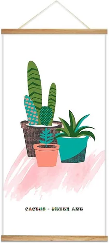 Vista 36 de wall26 Póster colgante de madera enmarcado con hermosas flores de invierno, impresión para el hogar, listo para colgar, 18 x 36 pulgadas