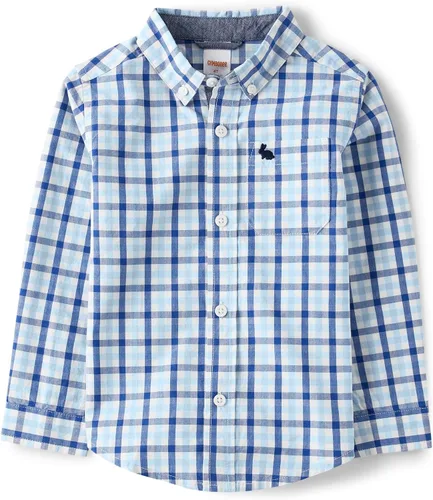 Vista 26 de Gymboree Camisa de manga larga con botones para niños y niños pequeños Rojo