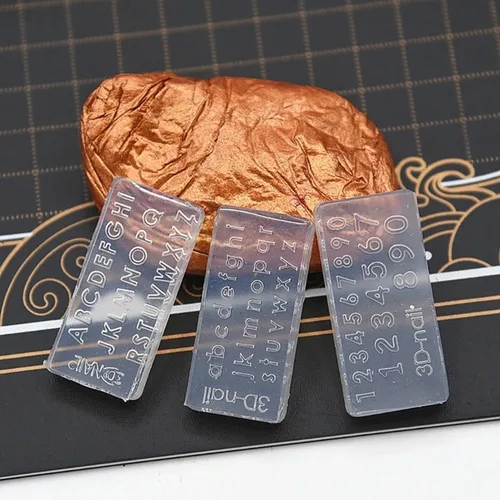 Vista 7 de Moldes de letras numéricas para uñas, letras A-Z y números 1-10, moldes de resina 3D 26 alfabetos, moldes de uñas para decoración de uñas, moldes