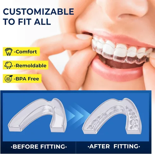 Vista 2 de Protector Bucal para Morder los Dientes por la Noche: Protector Dental Moldeable para Dormir - Protección Nocturna para los Dientes (4 Unidades)