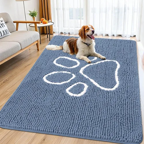 Vista 156 de Smiry Tapete para puerta de perro para patas fangosas, absorbente y Gris y negro
