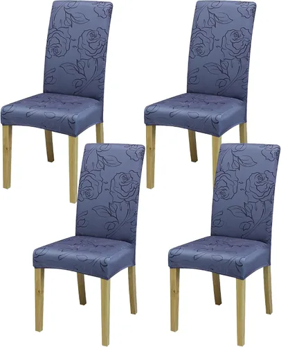 Vista 127 de Fundas para Sillas de Comedor, Juego de Fundas para Sillas de Comedor de 4 Piezas, Fundas Elásticas para Sillas de Cocina, Fundas para Sillas