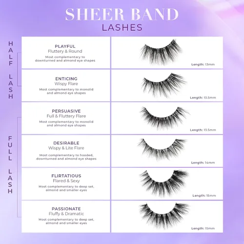 Vista 5 de Lilly Lashes Banda Transparente, Pestañas Postizas con Pestañas de Banda Invisible, Medias Pestañas de Aspecto Natural, Media Pestaña Estilo Ojo
