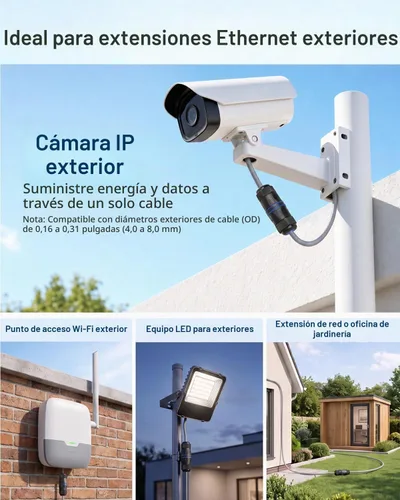 Vista 4 de VCELINK Acoplador RJ45 Impermeable IP68 Perfil Corto, Conector Ethernet Impermeable Blindado Cat6/Cat5E/Cat5, Extensor de Cable de Red LAN