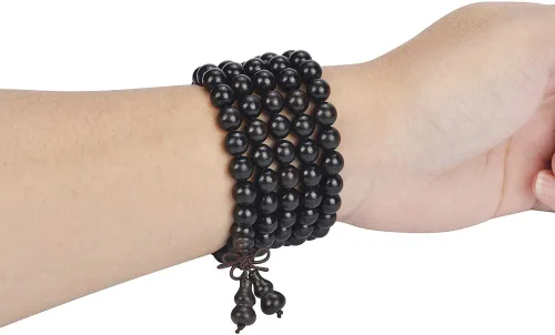 Vista 41 de Mala Beads Pulsera 108 0.315 in Meditación Sándalo Elástico..