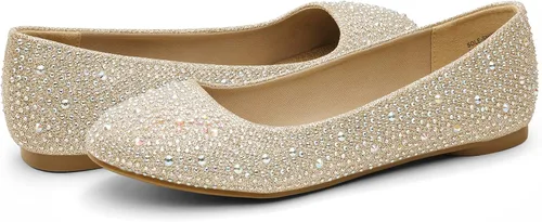 Vista 3 de DREAM PAIRS Sole-Shine - Zapatos planos de ballet con diamantes de imitación para mujer