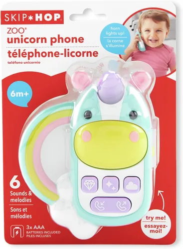 Vista 2 de Skip Hop Juguete telefónico para bebés: teléfono celular de zoológico, unicornio