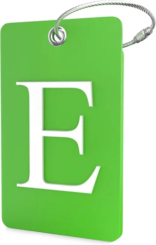 Vista 53 de Etiqueta de equipaje con inicial, totalmente flexible, con aro de acero inoxidable, letra G
