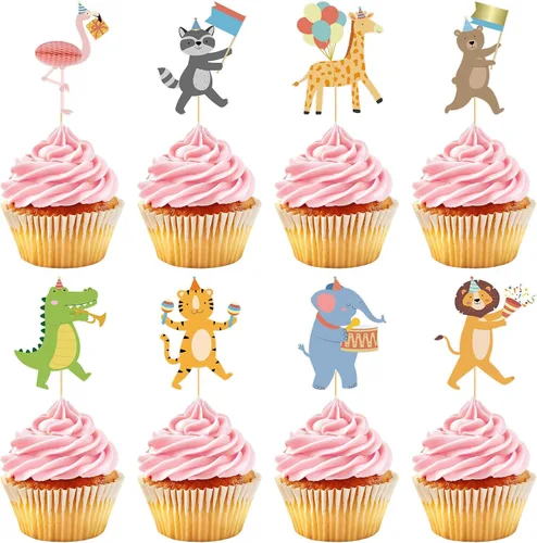 Vista 19 de 48 piezas de decoración de cupcakes de dinosaurio rugido dinosaurio decoración de pastel de cumpleaños para temática de dinosaurio, suministros