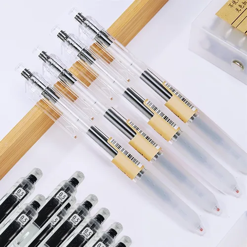 Vista 4 de 6 bolígrafos de tinta de gel, bolígrafos retráctiles, punta fina de 0.020 in, bolígrafos de gel negro, estilo japonés, escritura suave