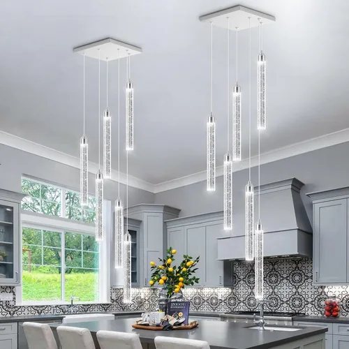 Vista 19 de Candelabros de cristal modernos de 1 luz LED regulable Iluminación colgante para isla de cocina, comedor, pasillo