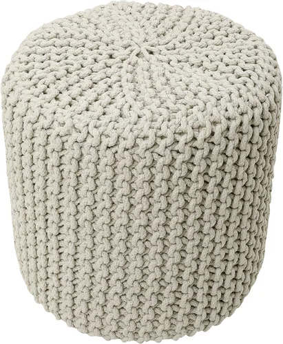 Vista 31 de REDEARTH - Puf otomano con cubierta tejida en puntada de cable 100% Cotton, 19.5"x19.5"x14"; Doubles as Footstool, Foot Rest; Great for Living
