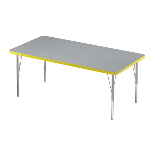 Vista 45 de Correll - Mesa rectangular de actividades para el aula de 30 x 60 pulgadas, altura ajustable (19-29 pulgadas), parte superior de granito gris, borde