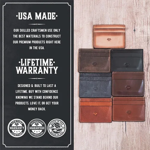Vista 5 de Cartera delgada para hombre Fabricada en Estados Unidos Cuero de grano completo