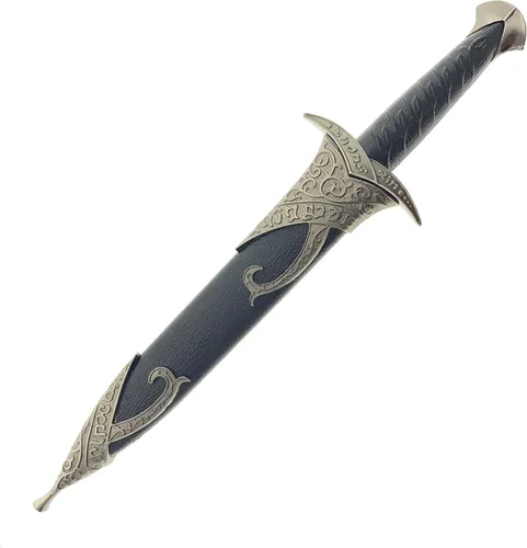 Vista 2 de LKOQO Daga élfica medieval de fantasía de 11 pulgadas. Para colección, regalo o cosplay, personajes renacentistas A Fair, acero inoxidable (negro)