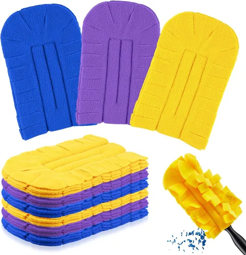 Vista 12 de Zubebe 3 piezas de repuesto de plumero de forro polar reutilizables, plumeros planos de plumas, almohadillas de limpieza lavables para múltiples
