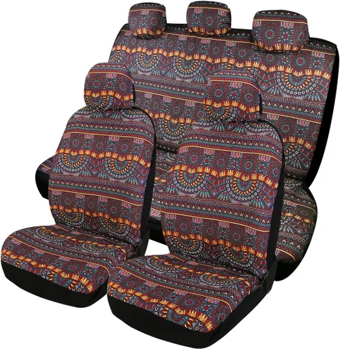 Vista 15 de Baja Saddle Blanket - Fundas de asiento de automóvil, 4 piezas delanteras, transpirables y lavables, tejido a rayas, funda de asiento universal