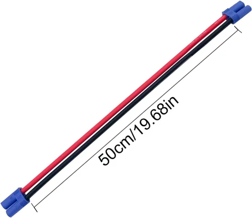 Vista 5 de Paquete de 2 conectores macho EC5 a EC5 hembra Cable de extensión de cable RC Adaptador 50CM 10AWG para cargador de batería de avión RC