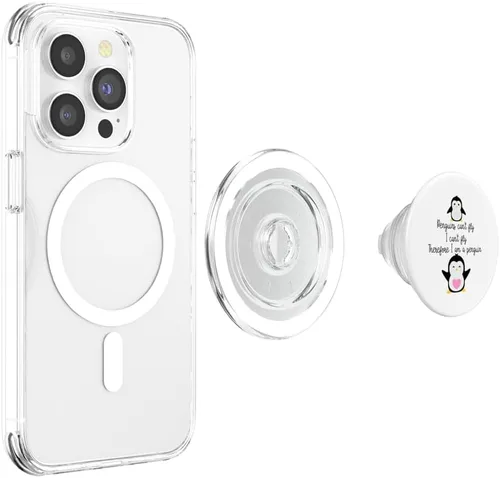 Vista 4 de Penguin Can't Fly I Can't Fly Therefore I Am A Penguin Lover PopSockets MagSafe PopGrip para iPhone