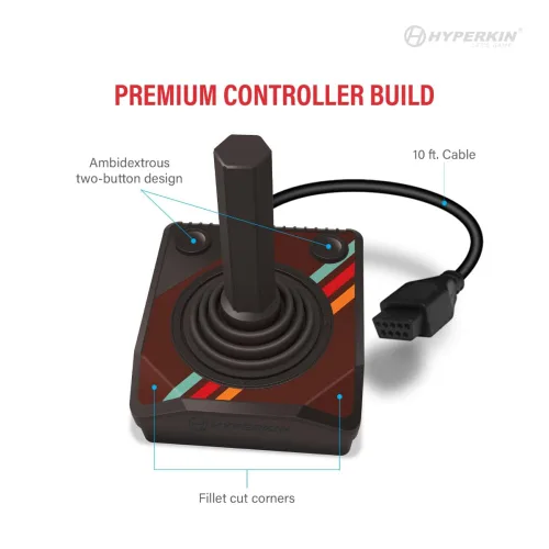 Vista 3 de Hyperkin "Trooper" Premium Controller for Atari 2600/ RetroN 77 (Color May Vary) Joystick clásico con botones duales, cable extralargo de 10 pies