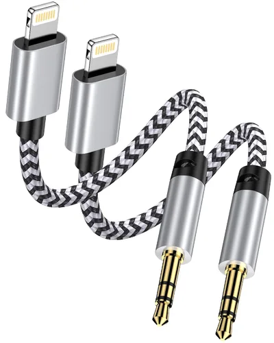 Vista 8 de 2Pack iPhone AUX Cord for iPhone 14 Pro Max/Plus, 13/12/11/XR/X/8/7, [Apple MFi Certified] Lightning to 1/8 Inch Audio Cable,3.3ft