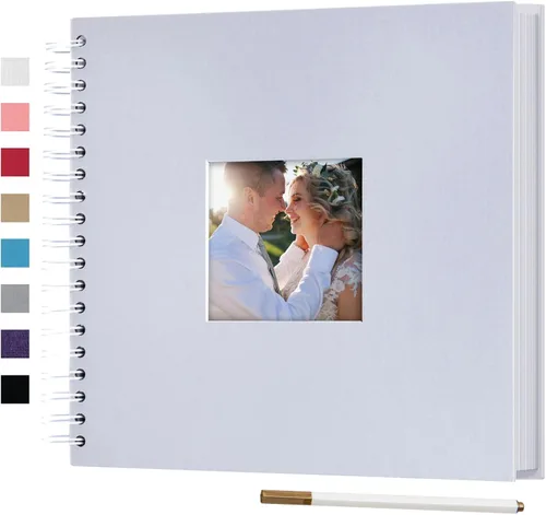 Vista 22 de Álbum de fotos pequeño DIY para manualidades de 8 x 8 pulgadas con foto de portada, 80 páginas, tapa dura, papel para manualidades, álbum de fotos