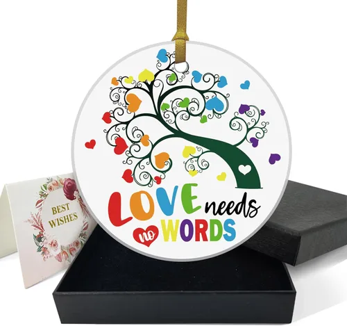 Vista 12 de REWIDPARTY Adorno floral de primo, placa de recuerdo para árbol de Navidad, regalo de graduación, cumpleaños, para mujeres y hombres, adorno