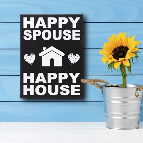 Vista 3 de JennyGems Cartel de Happy Spouse Happy House, regalos divertidos de boda, regalos para parejas, letreros de matrimonio, decoración para parejas