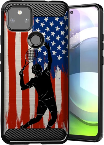 Vista 16 de CasesOnDeck - Funda compatible con Google Pixel 5A (2021) / Pixel 5A 5G, funda delgada de fibra de carbono TPU para acentuar arañazos y caídas, tema
