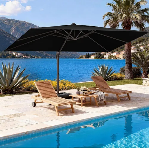 Vista 59 de Sombrilla de 10 x 13 pies para exteriores, sombrilla grande rectangular con viga voladiza, resistente, con rotación de 360°, sombrilla con Beige