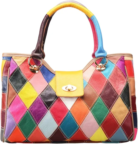 Vista 2 de Bolso Heshe multicolor, bolso de mano, cartera redonda, bolso cruzado para mujer