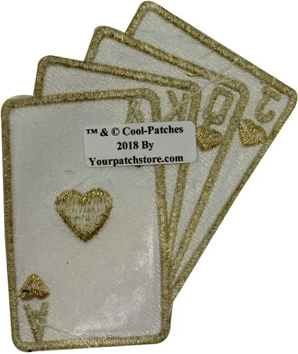 Vista 2 de ID 8612 - Parche de tarjetas de oro blanco con apliques bordados con corazones reales