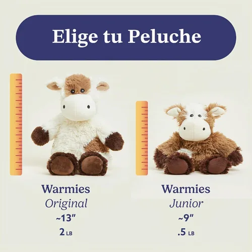 Vista 7 de Warmies Junior Animales de Peluche Calentitos y con Peso, Vaca - Animal de Peluche Calentador de Felpa para Calor y Confort - Lindos Juguetes