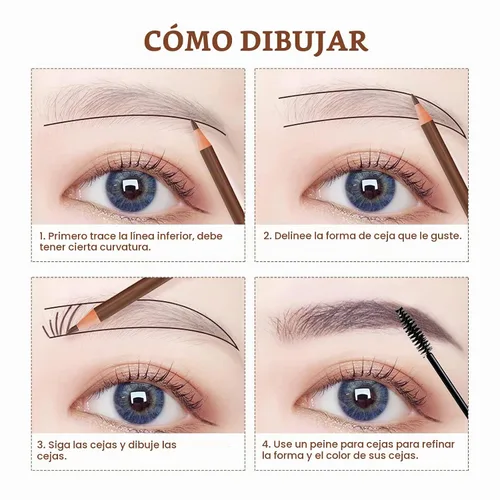 Vista 8 de Juego de lápices de cejas impermeables, Lapiz de Cejas (5+1 negro)