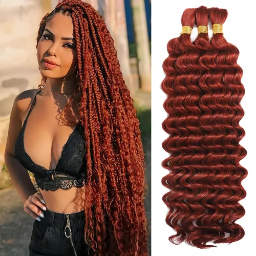 Vista 61 de Human Braiding Hair for Boho Braids 20inch Curly Wave Bulk Bundles 1B (A)1B