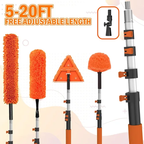 Vista 16 de LAANPOLE 26FT Reach Dusters for Cleaning, Ceiling Fan Cleaner Duster with Extension Pole, Wall and Baseboard Cleaner Mop with Handle for Window