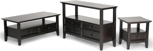Vista 9 de SIMPLIHOME Amherst - Mesa consola – Mesa de sofá de madera maciza de 48 pulgadas de ancho en color marrón nogal, mesa de almacenamiento