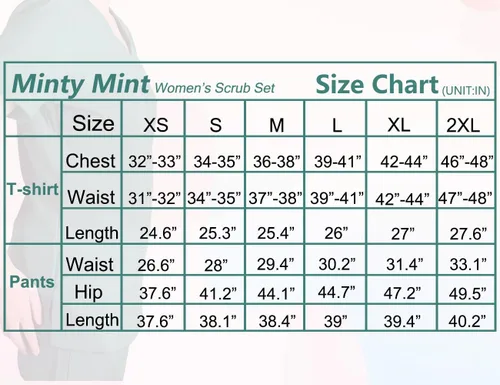 Vista 5 de Minty Mint Women's Scrub Set Fit Lightweight Durable V Neck Top Slim Skinny Cargo Scrub Jogger Pant