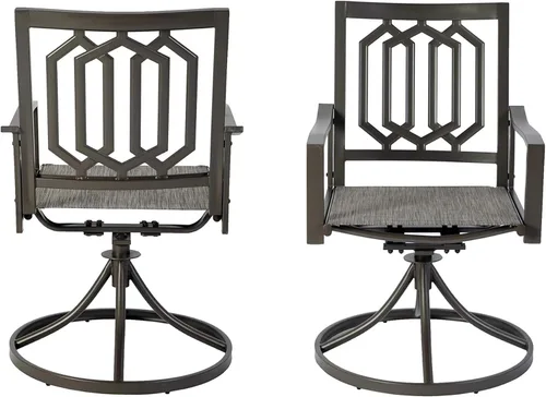 Vista 9 de Kozyard Paquete de 2 sillas giratorias de metal clásicas modernas para exteriores, patio, comedor, sillas mecedoras para patio trasero, patio o sala
