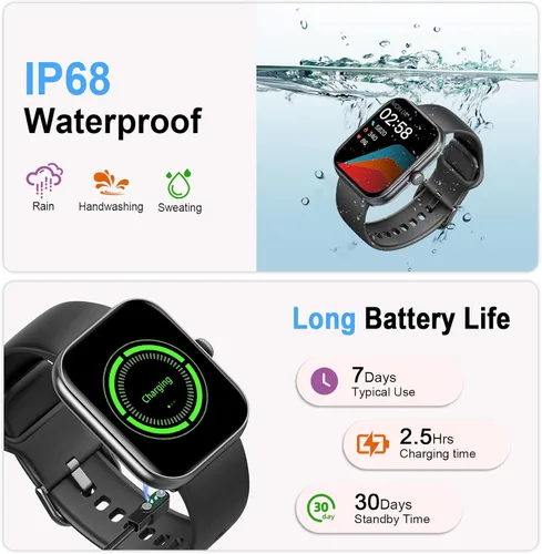 Vista 6 de Smart Watch for Women Men, Alexa Built-in, Smartwatch for iPhone & Android Bluetooth Call, 1.91" HD Fitness Tracker with Heart Rate/SpO2/Sleep Black