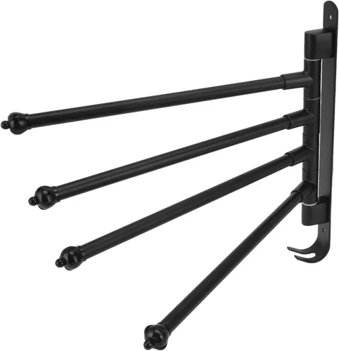 Vista 7 de Toallero giratorio de acero inoxidable negro con 3 brazos, toallero giratorio y movible con 3 brazos, ideal para baño, armario y cocina