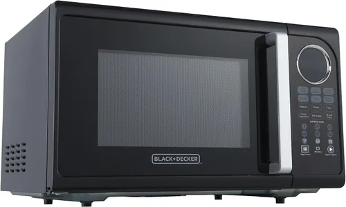 Vista 8 de BLACK+DECKER Horno de microondas compacto de encimera de 700 vatios de 0.7 pies cúbicos con iluminación LED, bloqueo para niños Negro