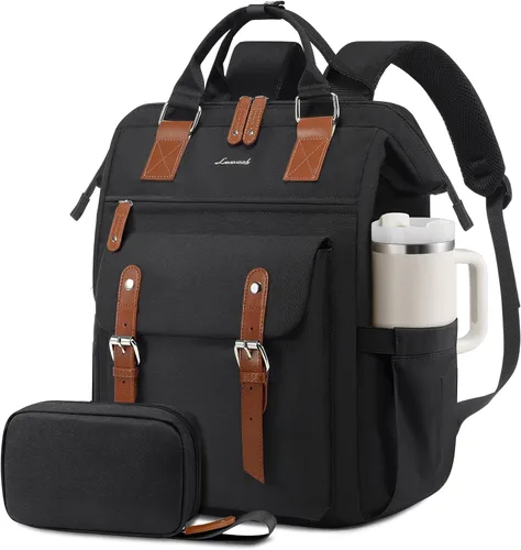 Vista 18 de LOVEVOOK - Mochila para laptop, para viaje de trabajo, bolso de enfermera, profesor, médico, viajero, para computadora de negocios, mochila