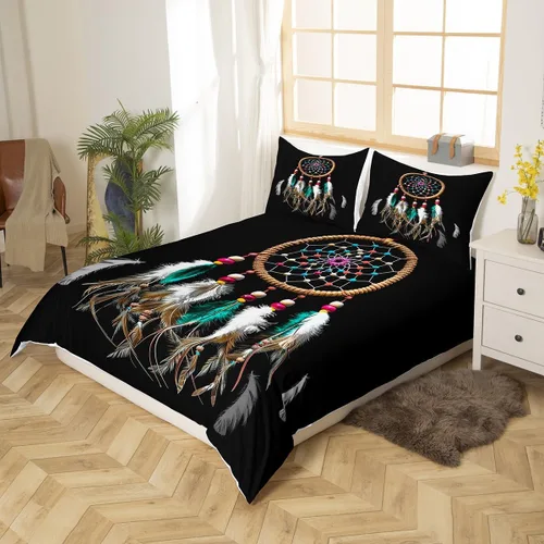 Vista 26 de Feelyou - Funda de edredón con estampado de auriculares, juego de ropa de cama con temática musical, patrón geométrico musical, funda de edredón
