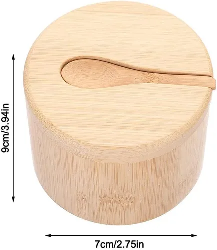 Vista 7 de Bamboo Big Dipper - Bodega de sal grande con cuchara y tapa giratoria magnética, caja de almacenamiento de 10 onzas