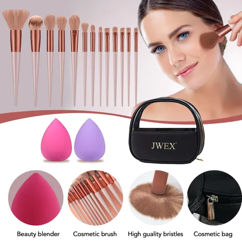 Vista 7 de Kit completo de maquillaje de 34 piezas todo en uno para mujeres, incluye paleta de sombras de ojos, barra de contorno, jabón para cejas, juego